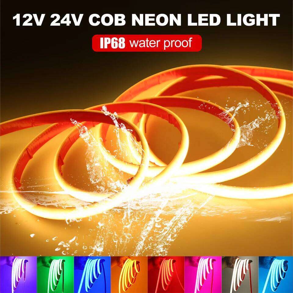 12V 24V IP68 Waterproof COB Neon Strip Hight Bright 320Leds/M Yellow/Pink/Red/White/Ice Blue/Pink Flexible Ribbon Rope LED Light Z260206