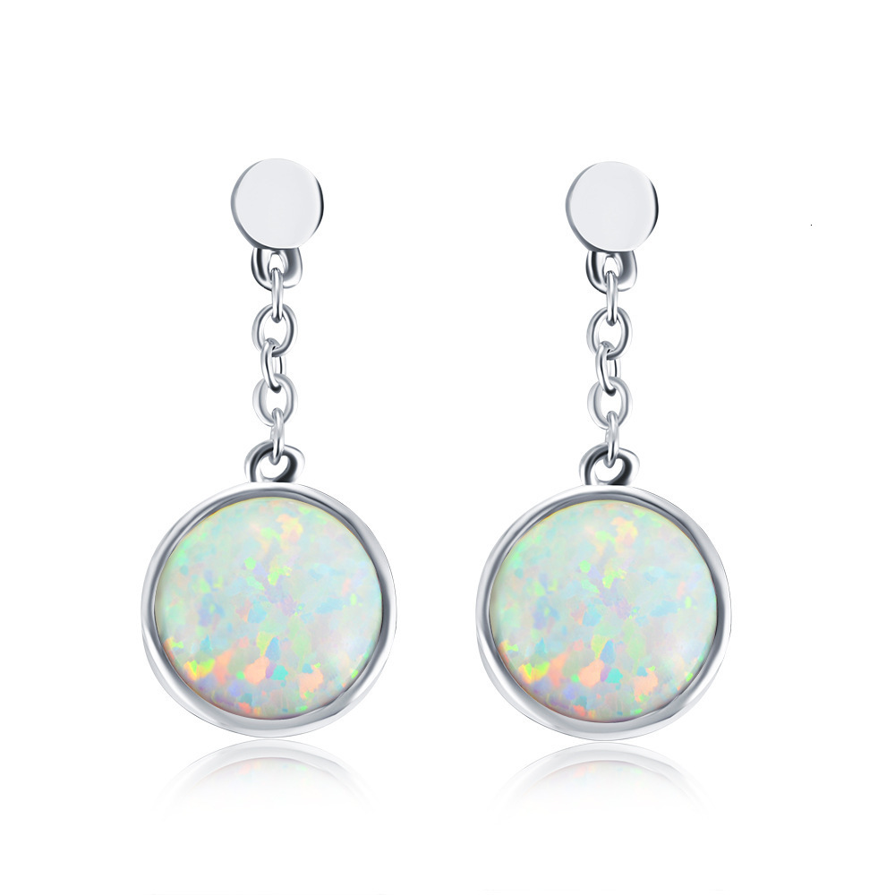 Trendy Simple Elegant Versatile Copper Gold Plated Earrings Opal Women's Jewelry