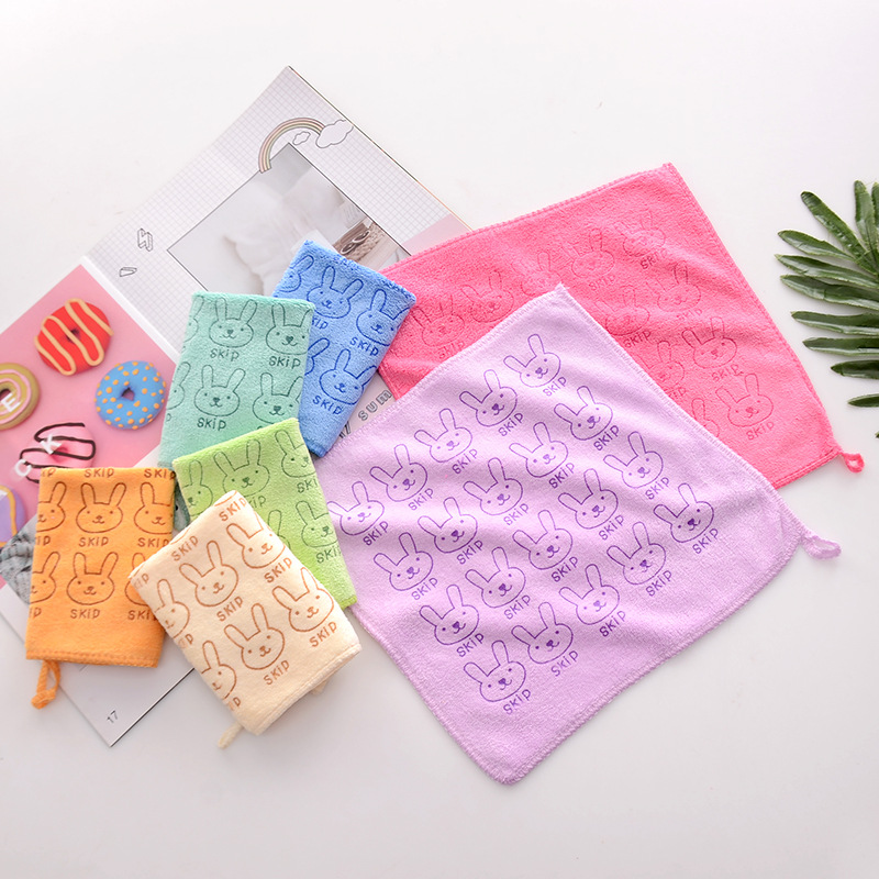 Ultra fine fiber absorbent small square towel, cloth with cartoon printing, baby towel, hand towel, handkerchief