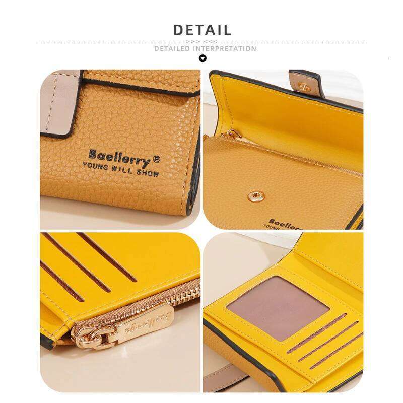 Fashion Three-Fold Multi-Card Color Block Money Clip New Women'S Short Multi-Functional Zipper Buckle Purse Wallet Y260206
