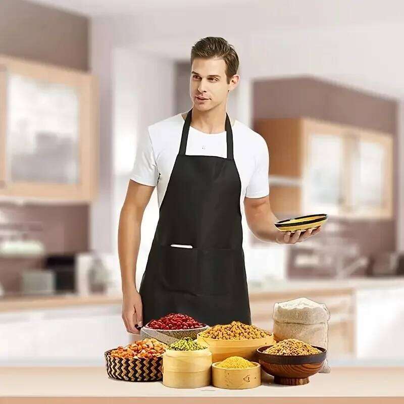 Kitchen Cooking Chef Halterneck With Pockets Catering Sleeveless Aprons Men Woman Waiter Apron S260205