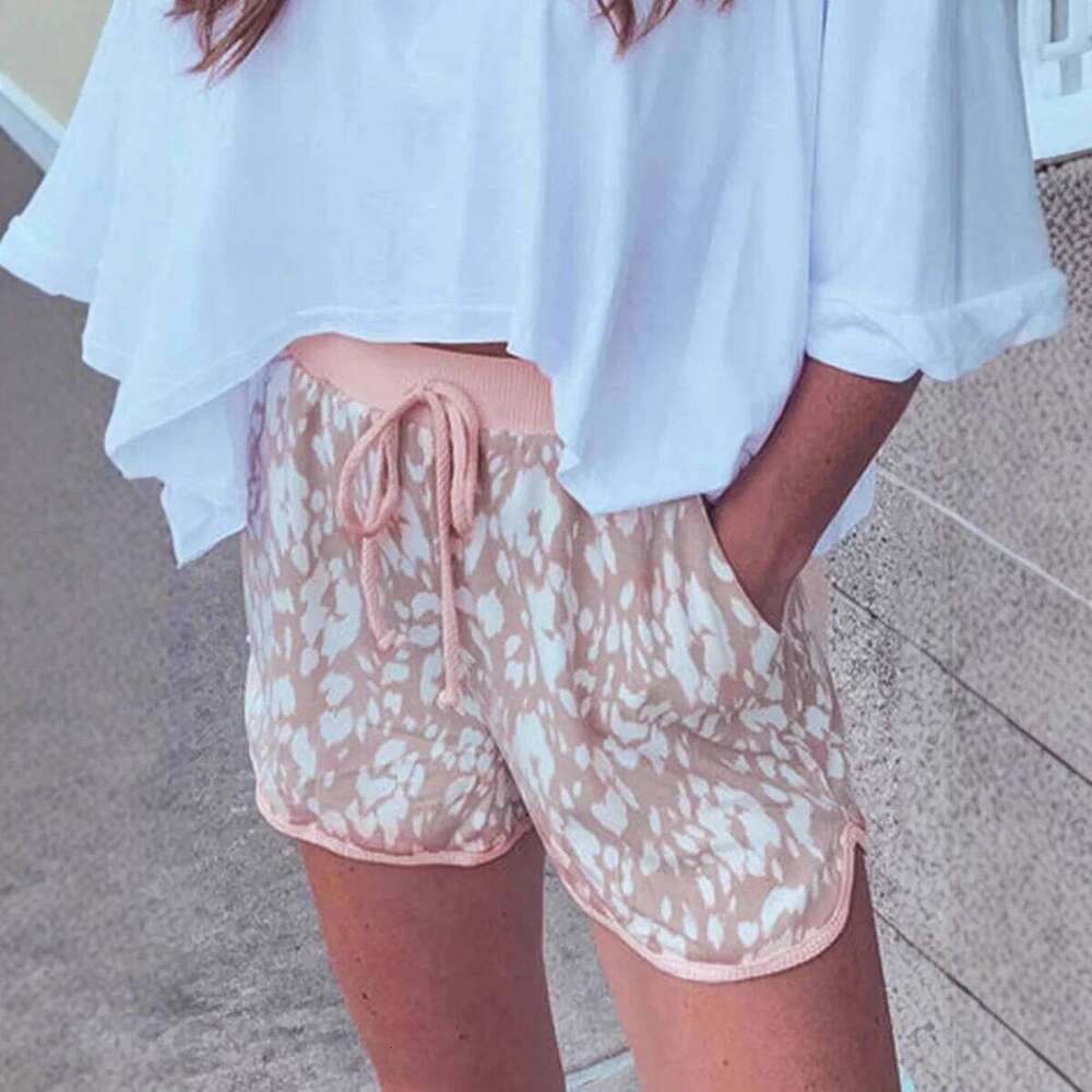 High Waist Leopard Print Shorts Women's Belted Five-Quarter Length Slightly Stretchy Summer New Style Street Fashion XJ260206