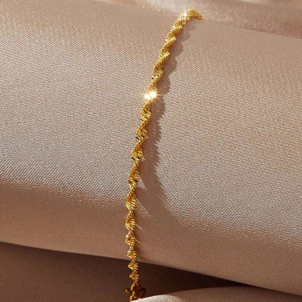 18K Gold Plated Water corrugated bracelet Stainless Steel Fine Chain Bracelet,Elegant Bracelet Jewelry 26H0206