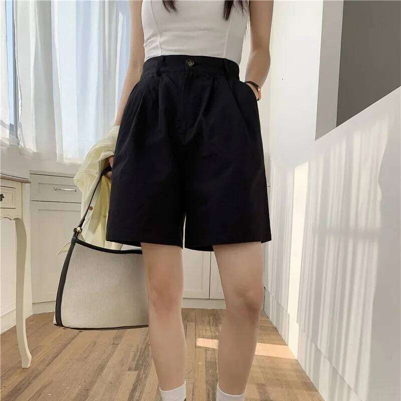Summer New Loose Washed Cotton Straight Wide Leg Shorts Five Parts Pants Women's Casual Versatile Trousers Japanese Style XJ260206