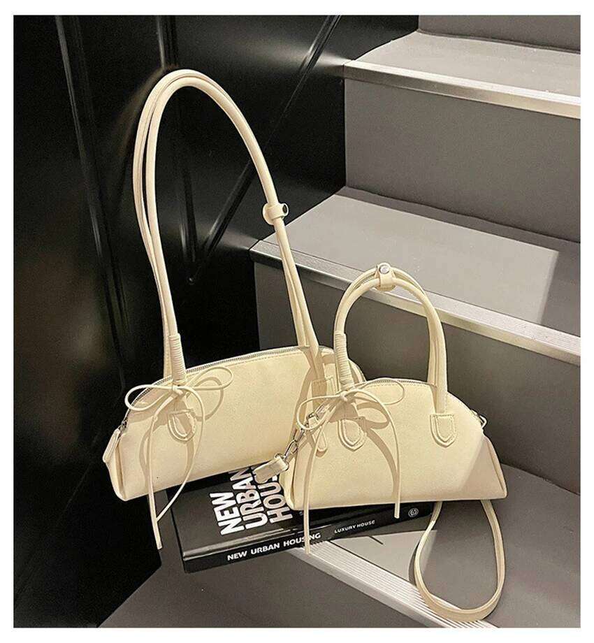 Summer Women Fashion Shoulder Bag Solid Color PU Zipper Bow Texture Handbag Korean Casual Retro Female Commuting Bags Y260205
