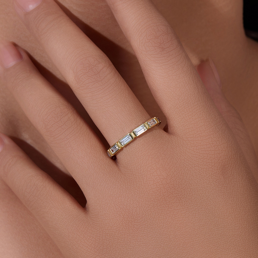 bestseller s925 sterling silver geometric rectangular zircon for women, ins style, stackable, versatile and unique ring