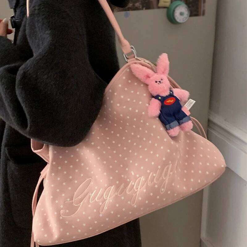 Brand Women's Shoulder Bag Y2k Fashion Sweet Polka Dot Handbag Korean Casual Versatile Leopard Print Brown Frosted Tote Bags Y260205