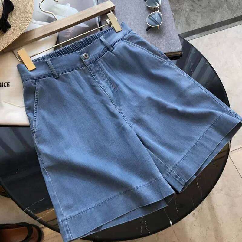 S-5XL Women Denim Shorts Summer High Waist Loose Wide Leg Thin Jean Short Pants Female All Match Casual Hot Ladies Bottoms XJ260206