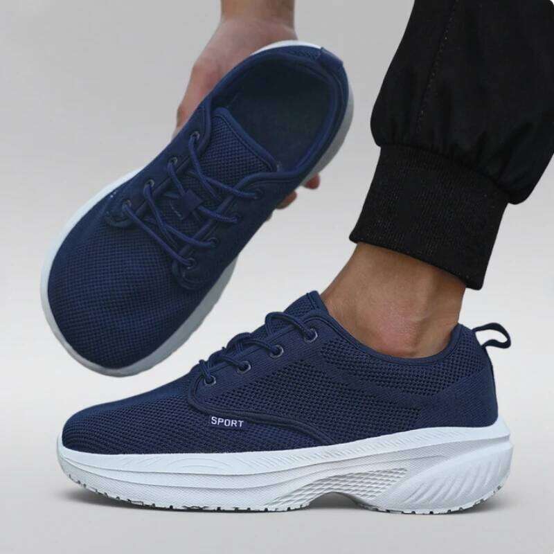 Men's Platform Wide Big Toe Friendly Workout Footwear SustainableMemory Foam Insole Sneakers Breathable Travel Shoes