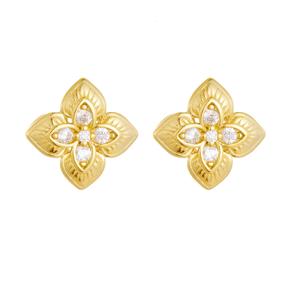 bestseller S925 sterling silver diamond-encrusted four-leaf clover for women, fashionable, simple, light luxury ins earrings