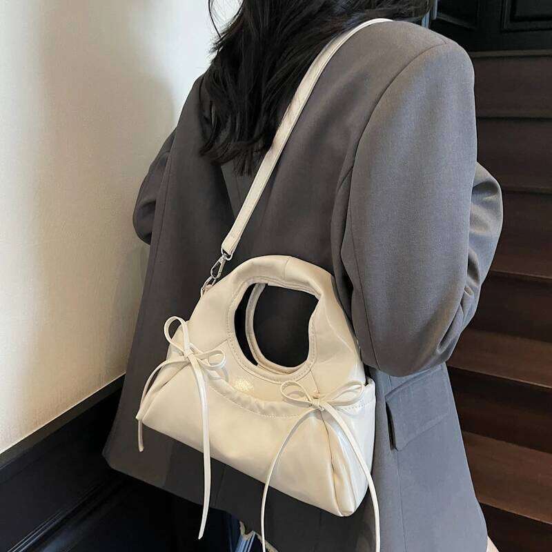 2025 Fashion New PU Shoulder High Quality Solid Color Hasp Bow Decoration Personality Hot Trendy Crossbody Bags for Women Y260205