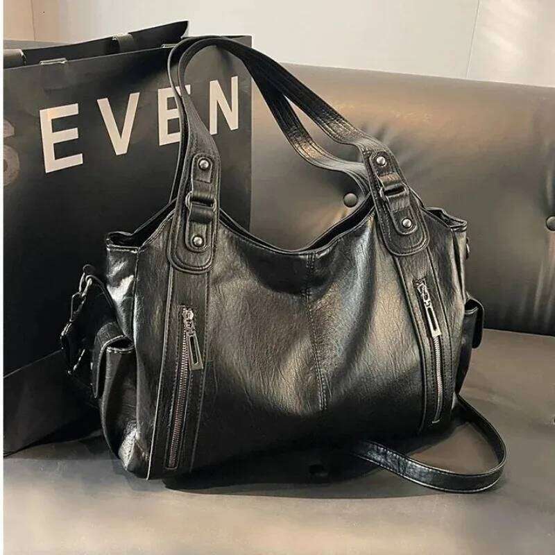Hot Selling Soft Inner Compartment Shoulder 2025High Quality Contrasting Color Bag Fashion Zipper Pu Women's Handbag Y260205