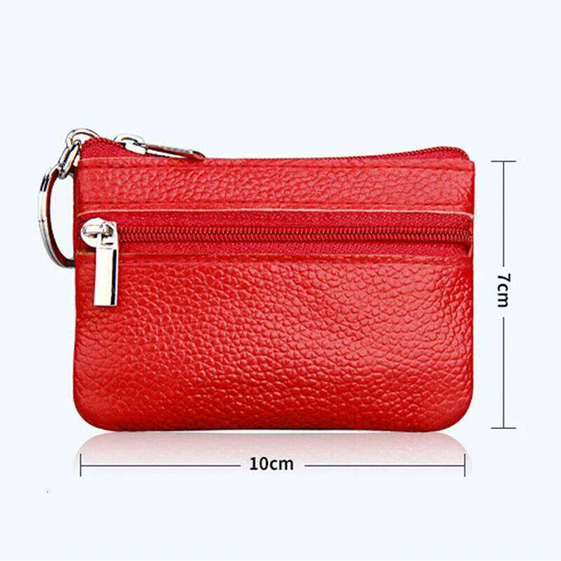 New 1PC Bag Card Holder Women'S Mini Coin Purse Leather Zipper Pouch With Key Ring Small Wallet Y260206