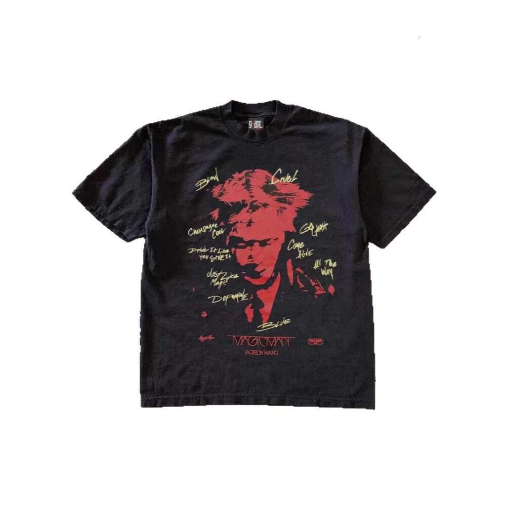 250g heavy-weight pure cotton! American-style oversized character print couple's loose-fitting short-sleeve T-shirt for women and men, trendy for