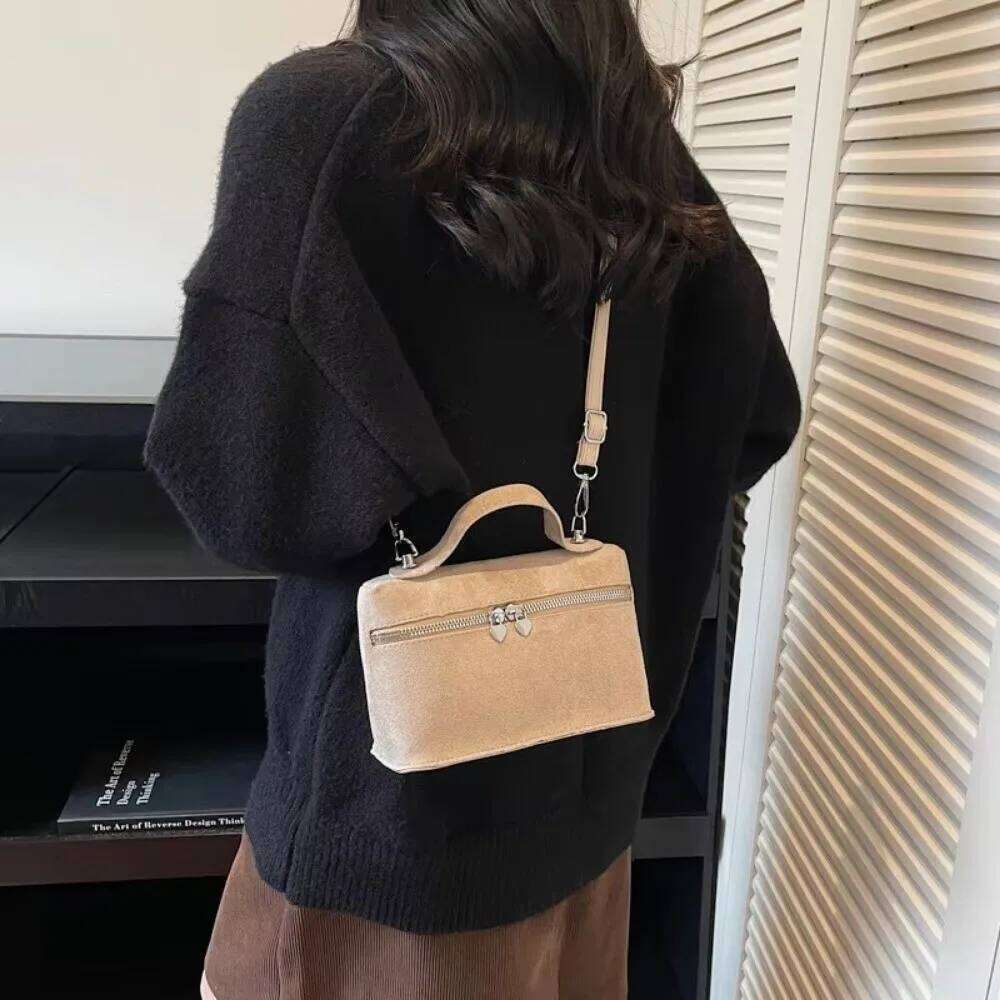 Retro Autumn Winter Matte Crossbody Suede Box Design Shoulder Pure Color Textured Evening Bags Women Handle Bag XJ260129