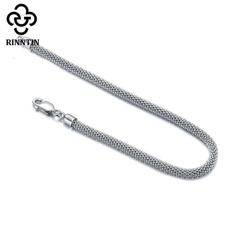 Rinntin Italian Silver 3.0mm Mesh Popcorn Chain Bracelet for Women Jewelry Female Dating Trendy Accessories TSB65 26H0206