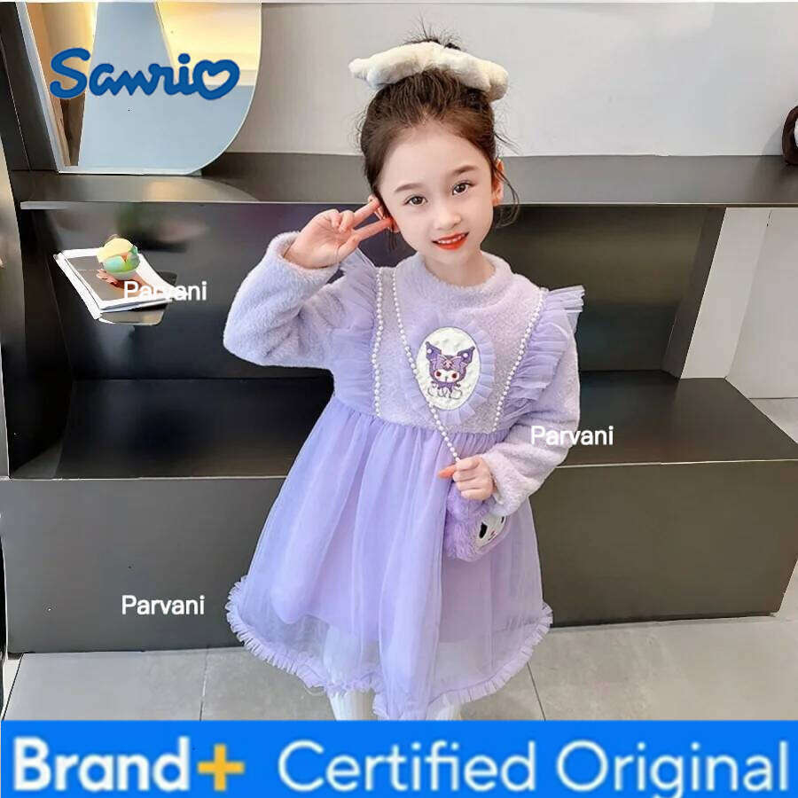 Sanrio Anime HelloKitty girls cartoon fashion princess style thick Baby's cute mesh dress for autumn and winter H260206 - view 7