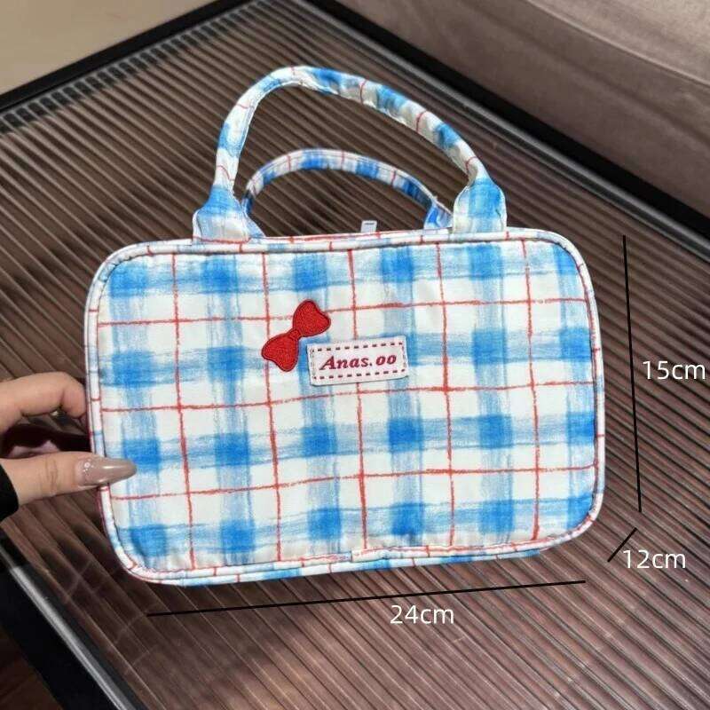 Pink High Capacity Cute Cosmetic Bow Embroidery Casual Makeup Multilayer Versatile Toiletry Travel Storage Bag Women Y260206