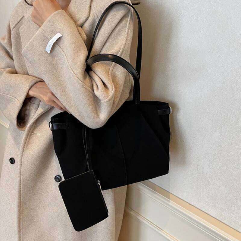 Suede Shoulder Bags for Women Large Capacity Totes Lightweight Underarm Casual Shopper Handbag Solid Color Travel Bucket Bag Y260205