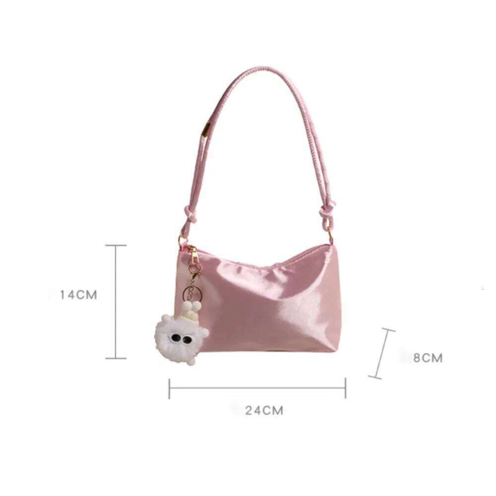 High Quality Solid Color Fashion Elegant Smooth Cloth Satin Underarm Leisure Shoulder Bag Y260205