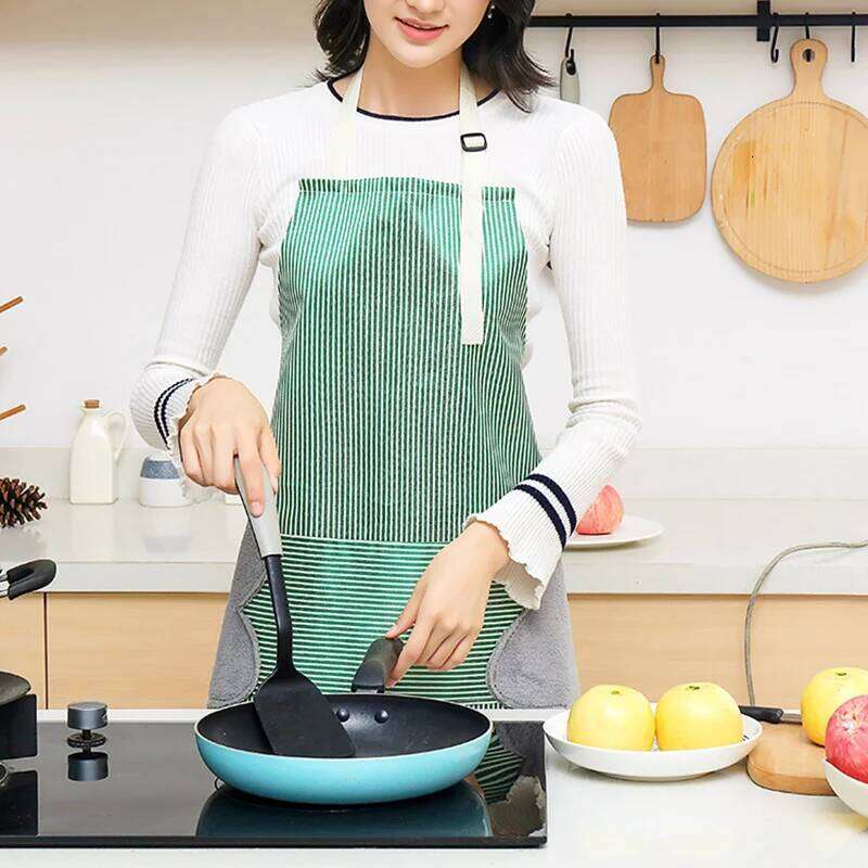 Apron Erasable Hand Kitchen Waterproof Oxford Cloth Striped Japanese Style Bib for Home Cleaning Accessories S260205
