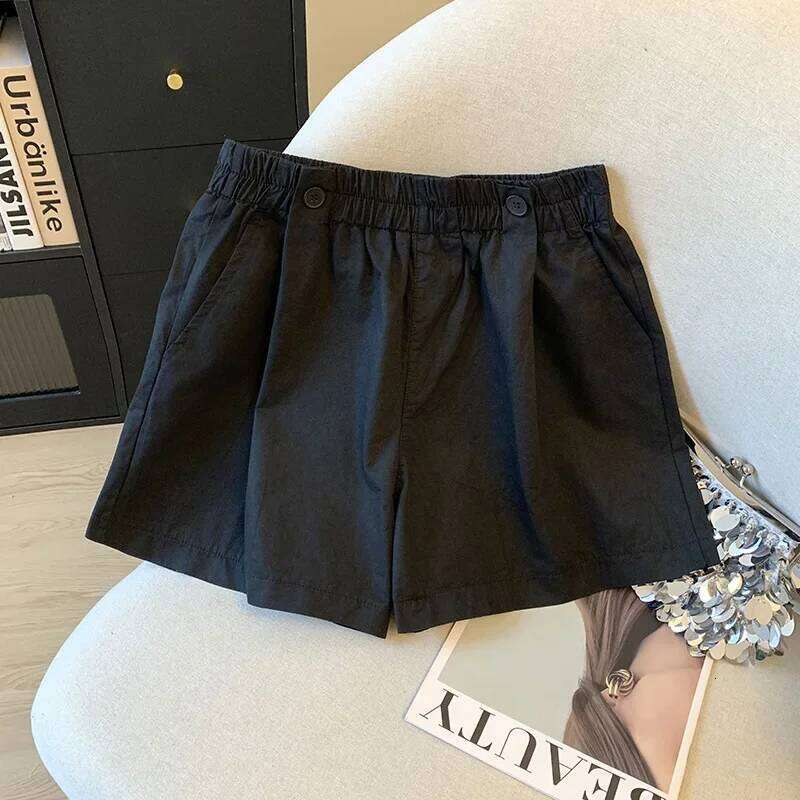 Washed Cotton Loose Fit Short Shorts Women's Summer Thin High Waist Slimming Wide Leg Three Quarter Length Casual Pants XJ260206