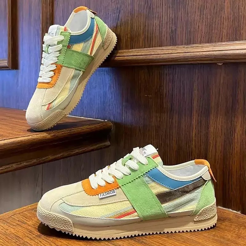 Men's 2025 Spring Summer New Breathable Casual German Training Forrest Gump Shoes Korean Version Versatile High-Value Color Matching Couple Sneak