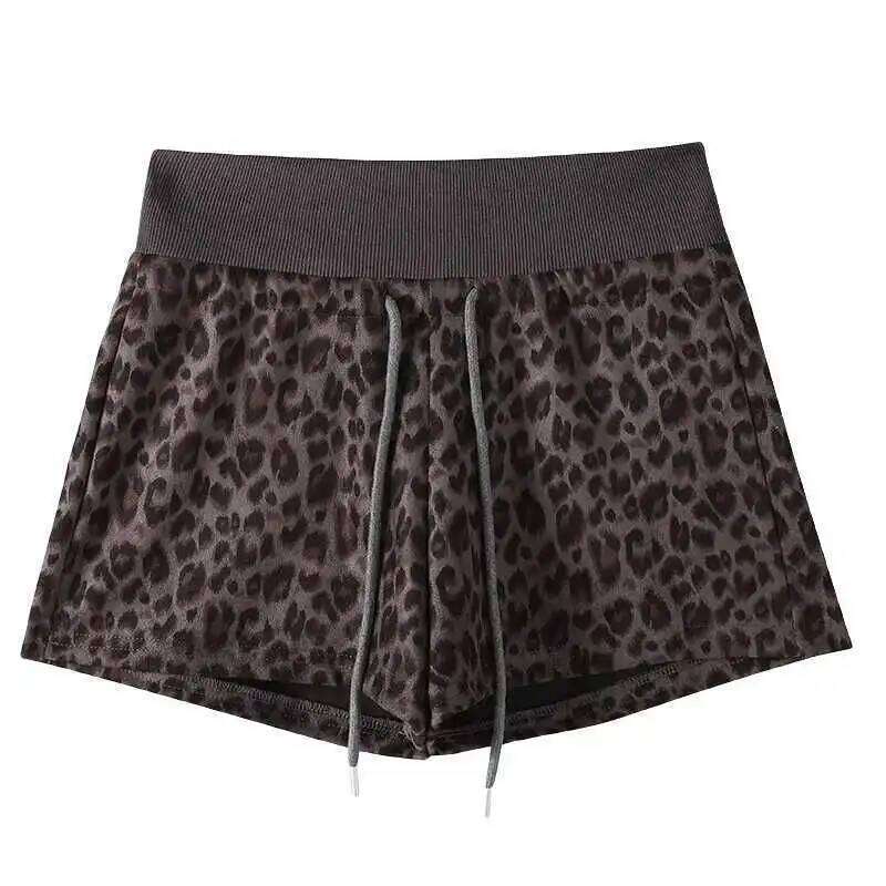 High Waist Leopard Print Casual Shorts Women's Outerwear Autumn 2025 New Style Slimming Wide Leg Boot Pants XJ260206
