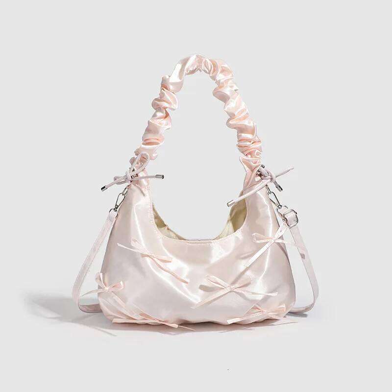 Korean Style Sweet Bow Temperament Handbag Cute Versatile Folded Crossbody New Women's Single Shoulder Bag Underarm Pack Y260205
