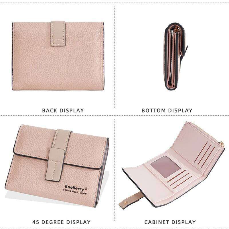 Fashion Three-Fold Multi-Card Color Block Money Clip New Women'S Short Multi-Functional Zipper Buckle Purse Wallet Y260206