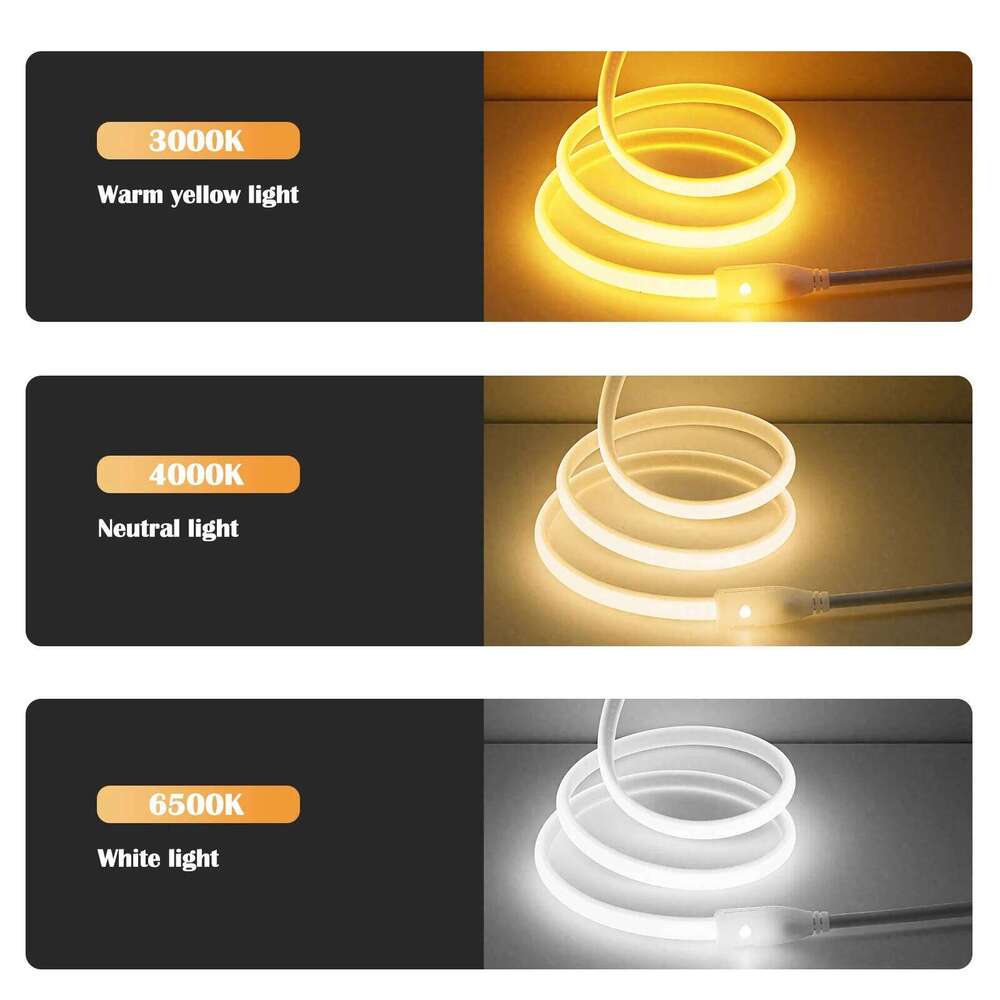 Super Bright 220V Cob LED Strip Light IP65 Waterproof With EU US Power Plug 288 LEDS/m Warm/Neutral/White Ribbon Tape Room Decor Z260206
