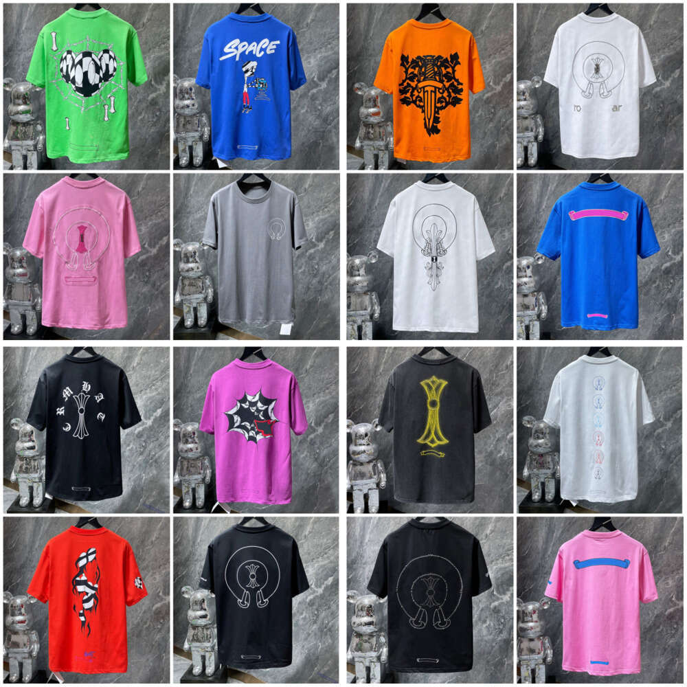 Chomes Heart Designer Shirt Men T Shirts Loose Apparel Fashion Casual Letter Luxury Street Ch Horseshoe Sanskrit Cross Chromelys Heartlys Short Sleeve Clothes C3f
