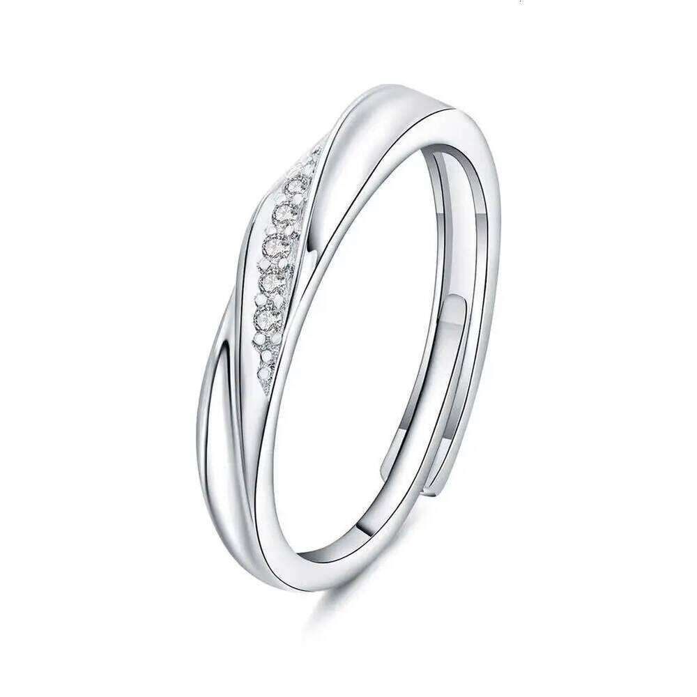 Simple Fashion Couple Rings Set Silver Color Opening Adjustable Finger Light Luxury Jewelry For Women Men Anniversary Gift Z7M4 W260206