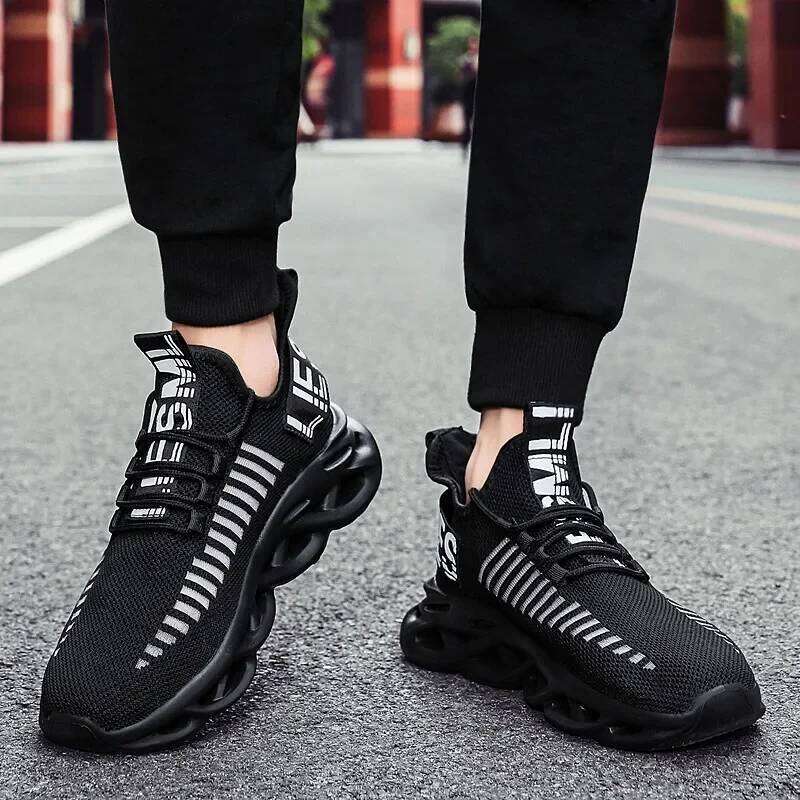 Men's Comfortable Lace Up Tennis Lightweight Running Shoes Size 38-46 Black Couple Walking Sneakers