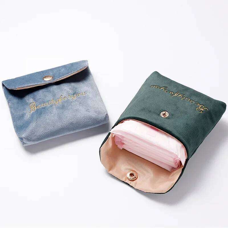 Women Girl Velvet Cute Small Cosmetic Travel Napkin Sanitary Pad Lipstick Organizer Bag Purse Makeup Bags Case Pouch Y260206