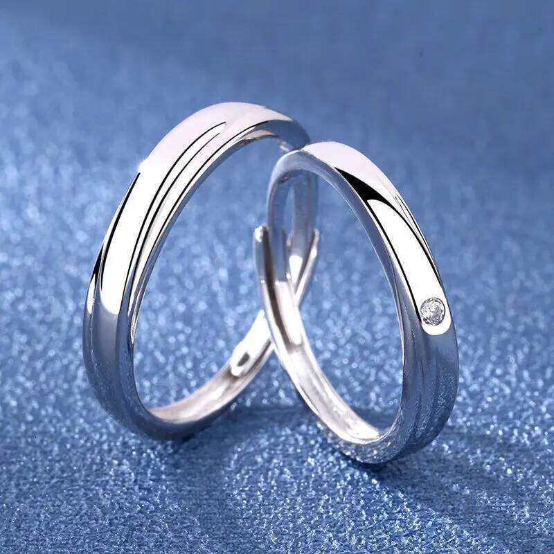 2Pcs 925 Sterling Silver Couples Sets Light Polishing Simple Ring for Woman Man Classic Wedding Fine Jewelry Circle W260206