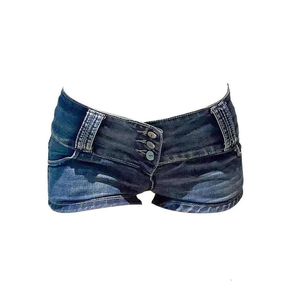 Women Emo Y2K Korean Streetwear Leopard Print Denim Mini Acubi Shorts Button Sexy Low Rise Short Trousers 2000s Alt Clothes H260206
