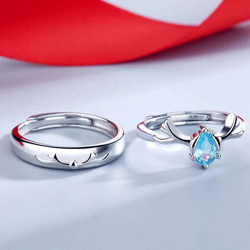 Fashion Irregular Green Leaves Couple Rings For Women Men Lovers Luxury Zircon Silver Color Open Ring Bride Wedding Jewelry Gift W260206
