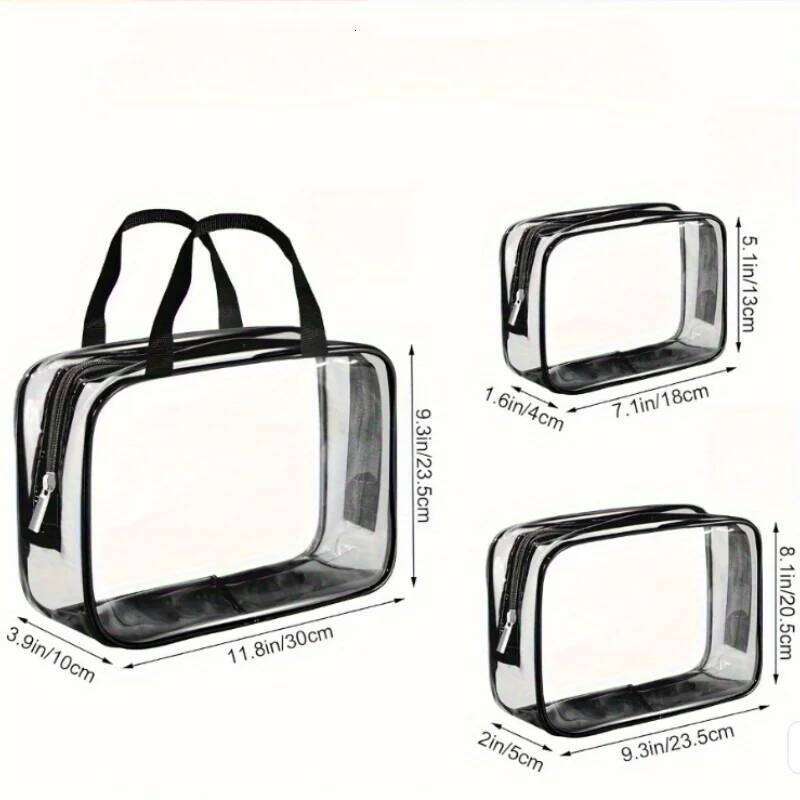 1-3pcs Portable Cosmetic Storage Transparent Waterproof Travel Wash Bathroom Bag Organizer Y260206