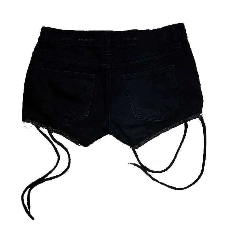 Subcultural Summer Gothic Hot Girl Women's Metal Circle Willow Nail Decorative Ultra Short Shorts Punk Y2K Harajuku Sexy H260206
