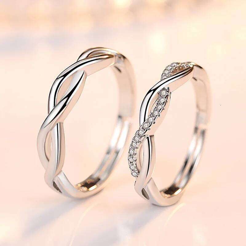 Women's 925 Sterling Silver Fashion Jewelry New Spiral Crystal Zircon Couple Rings For Men XY0344 W260206