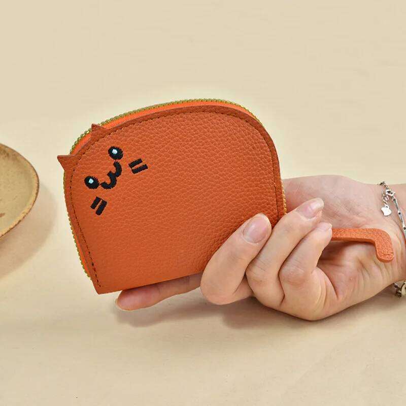 Multi Slot Card Holder Cute Cat Shaped Wallet for Women Cartoon Coin Purse Zipper Pocket Money Bag Y260206