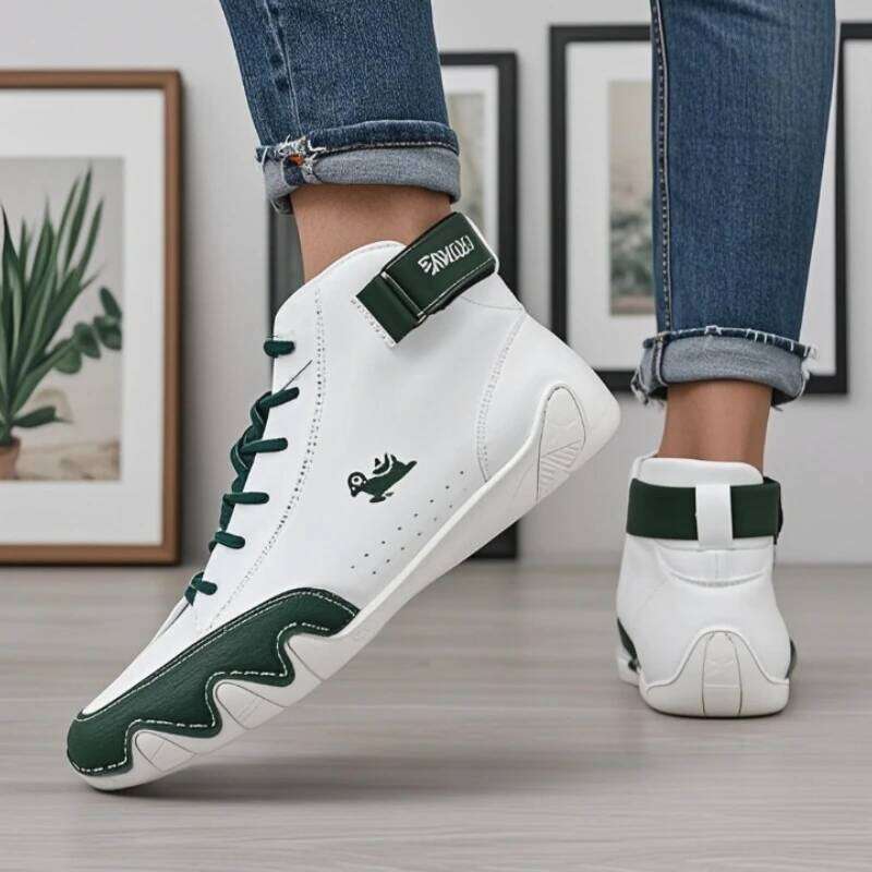 White PU Leather Top Fashionable Versatile Simple High Quality Design Casual Lace Up Shoes for Both Men and Women
