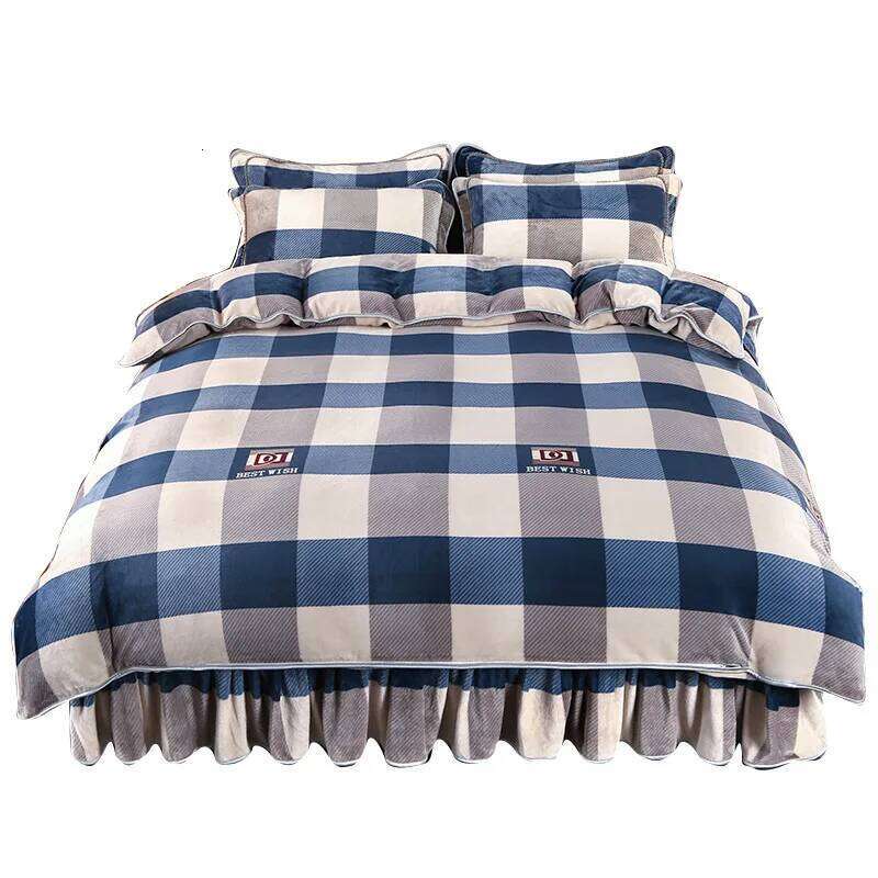 200x230cm Flannel Bedding Set Winter Thickened Milk 4PCS Warm Coral Fleece Duvet Cover XJ260206