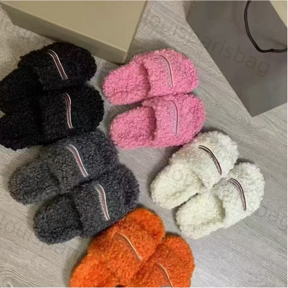 Luxury Slides Paris Designer men women Slippers Ladies Wool Winter Fur Fluffy Furry Warm Letters Sandals Comfortable Fuzzy Girl Flip Flop Slipper 35-46