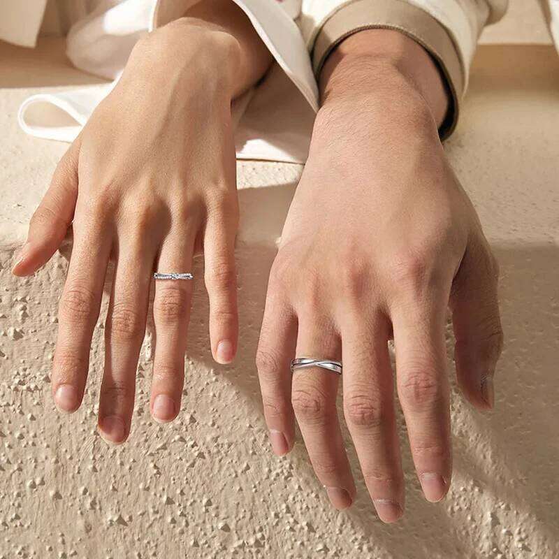 1 Pair Twist Overlap Opening Couple Rings Copper Plated Platinum Five Layer Coating Men Women Adjustable Finger Jewelry W260206