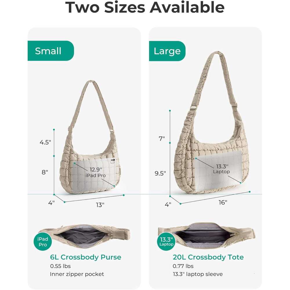 Crossbody Hobo Bag With Adjustable Strap Quilted Puffy Purses For Women Fluffy Compact Shoulder Handbag