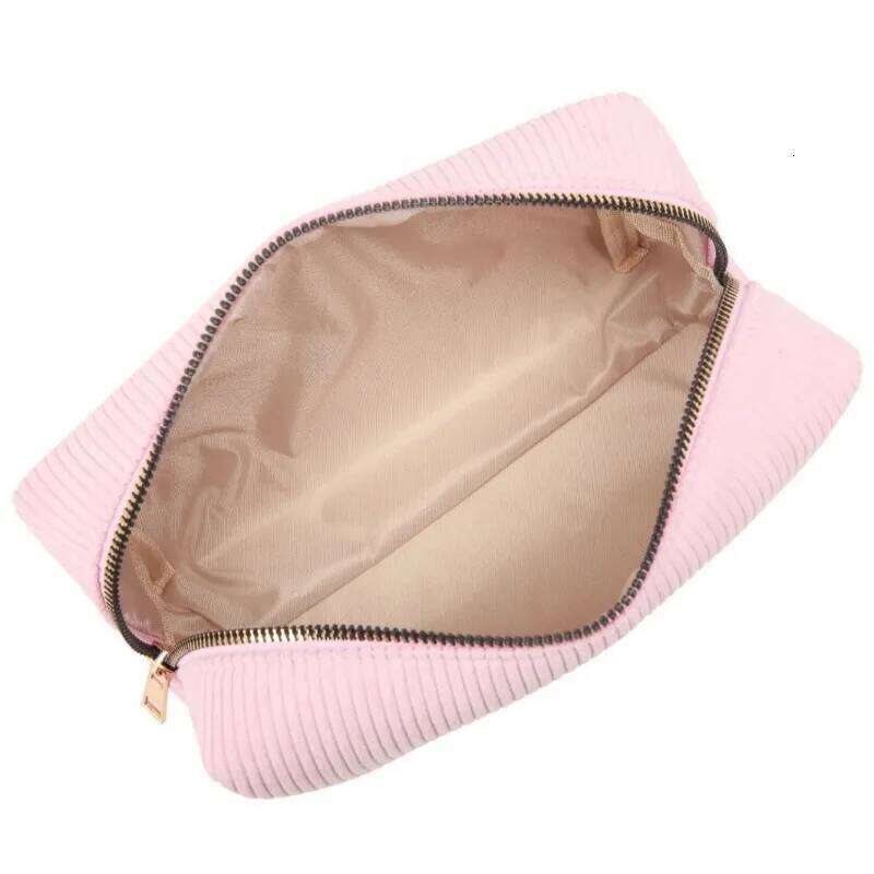 Corduroy Cosmetic Pink/Purple Storage Make Up Bags for Women Lady with Zipper Travel Washiong Solid Colour Makeup Bag Y260206