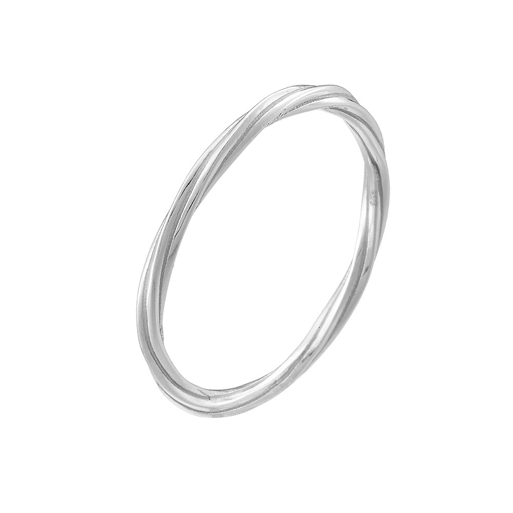S925 sterling silver plain with geometric lines, women's light luxury ins fashion minimalist style ring jewelry