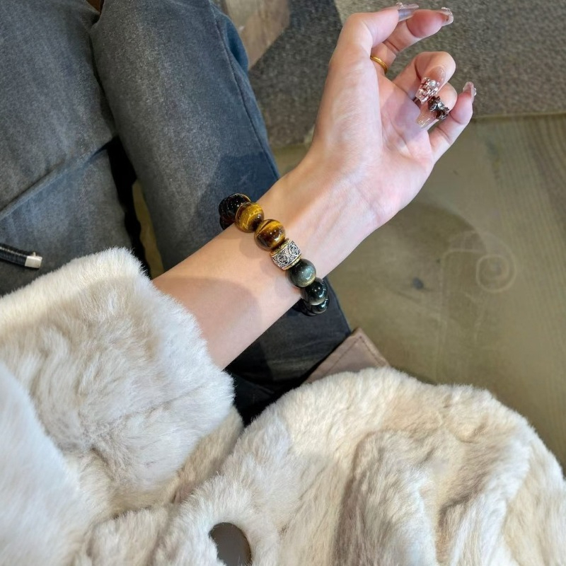 Fashionable New Natural Tiger Eye Stone Obsidian Crystal Bracelet With A Stylish Design Men s Gift For Their Husbands Fashionable And Versatile Bracel